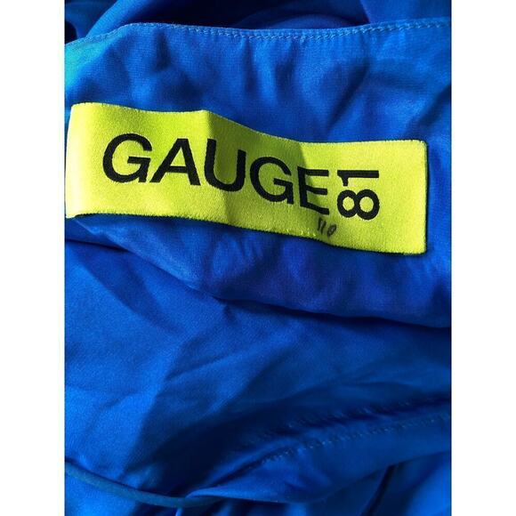 GAUGE81 Shiroi Dress 100% Silk Satin Sleeveless Cowl Neck Slip Maxi Gown Blue L - Picture 8 of 9